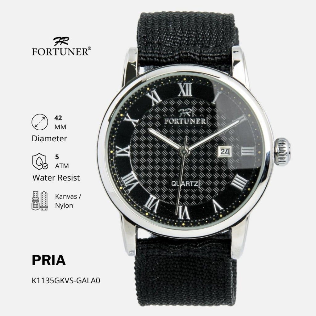 Fortuner Jam Tangan Pria Analog Kasual Tahan Air Canvas Rubens