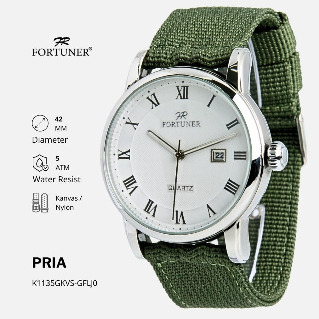 Fortuner Jam Tangan Pria Analog Kasual Tahan Air Canvas Rubens