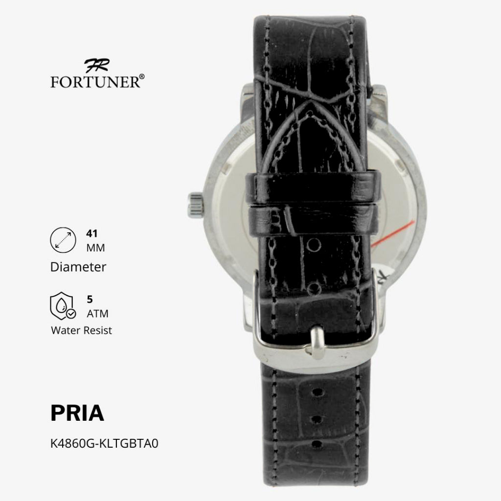 Fortuner Jam Tangan Analog Pria Kulit Water Resistant Adrian