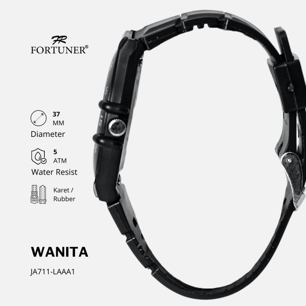 Fortuner Jam Tangan Analog Hitam Water Resistant Aria