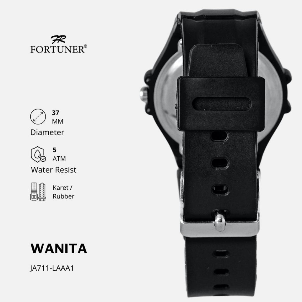 Fortuner Jam Tangan Analog Hitam Water Resistant Aria