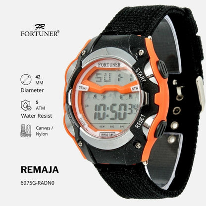 Fortuner Jam Tangan Digital Remaja Sport Tahan Air Canvas Robi