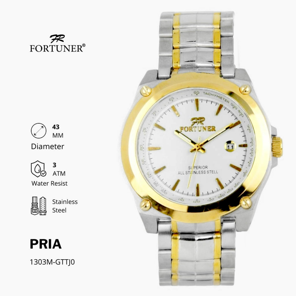 Fortuner Jam Tangan Pria Analog Water Resist Superior All Stainless Tymon