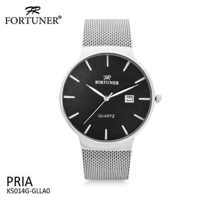 Fortuner Jam Tangan Analog Pria Rantai Stainless Water Resist Tahan Air K5014G Hitam