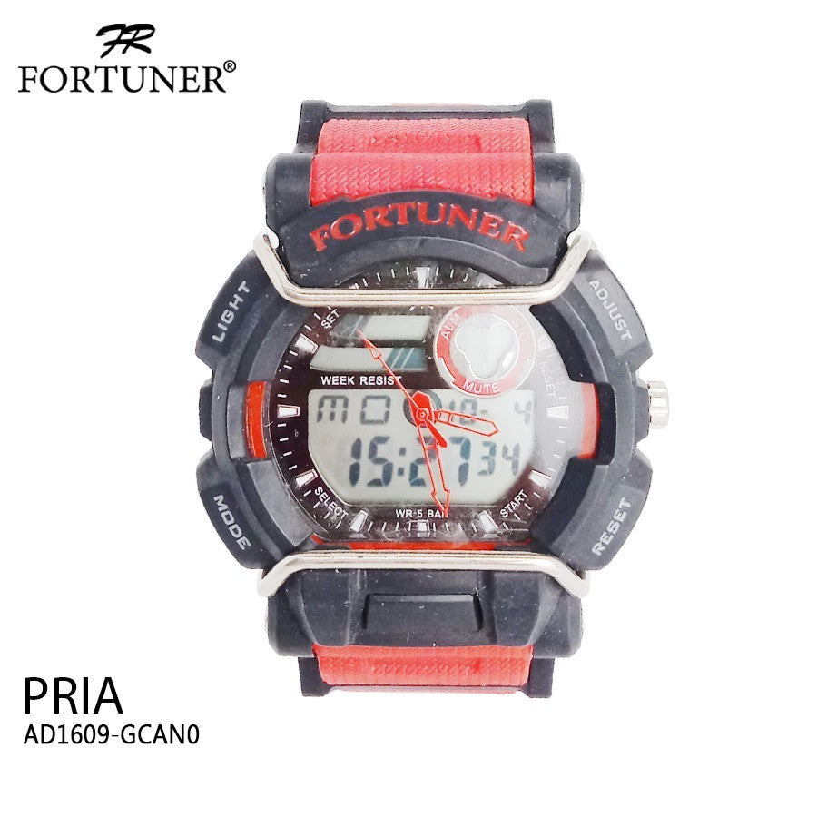 Fortuner Jam Tangan Digital-Analog Pria Red Water Resistant Mason