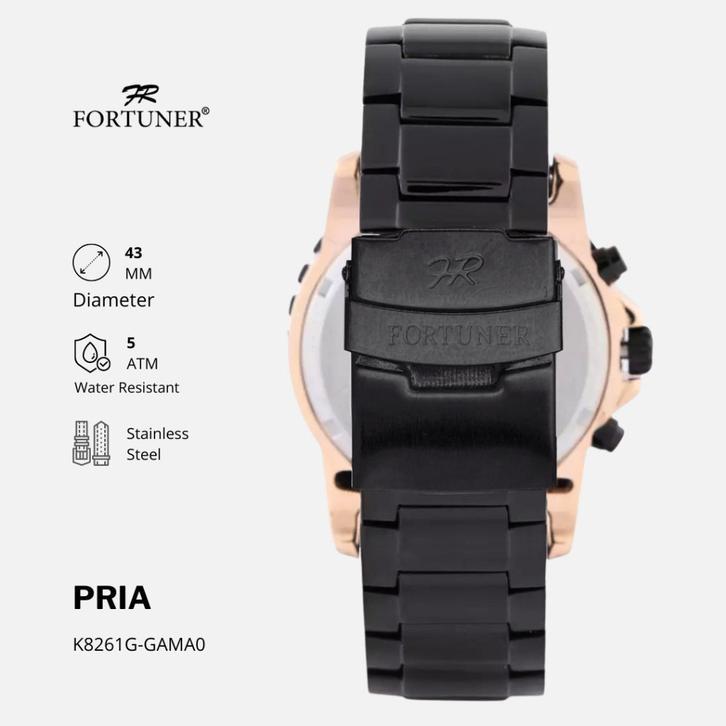 Fortuner Jam Tangan Analog Pria Chrono Tahan Air Rantai Pierson