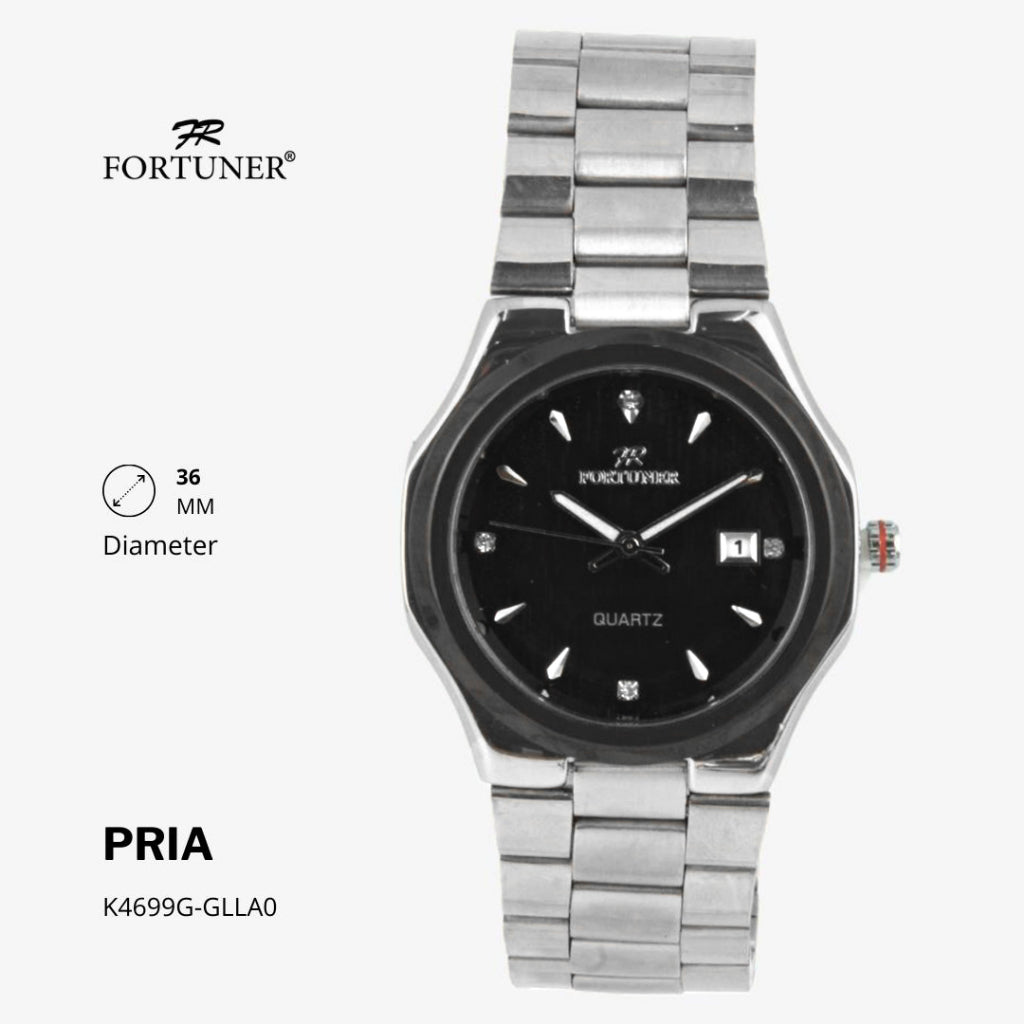 Fortuner Jam Tangan Fashion Pria Analog Water Resistant Rantai Stainless Silver Deluxe Tako