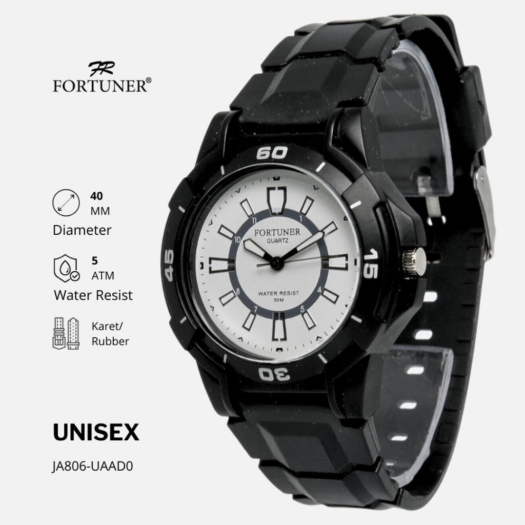 Fortuner Jam Tangan Analog Pria-Wanita Water Resistant Rubber Zelenia