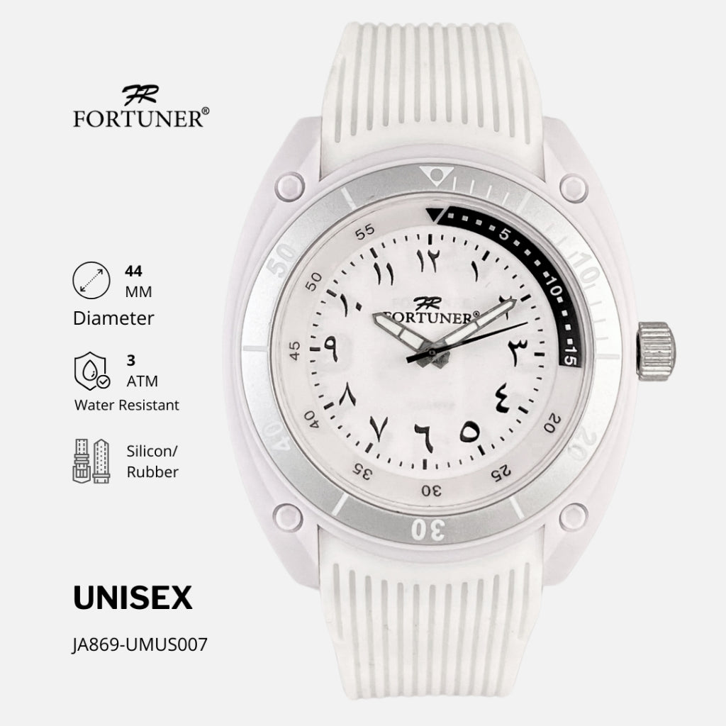 Fortuner Jam Tangan Unisex Pria-Wanita Analog Angka Arab Sport Casual Tahan Air Karet Diya