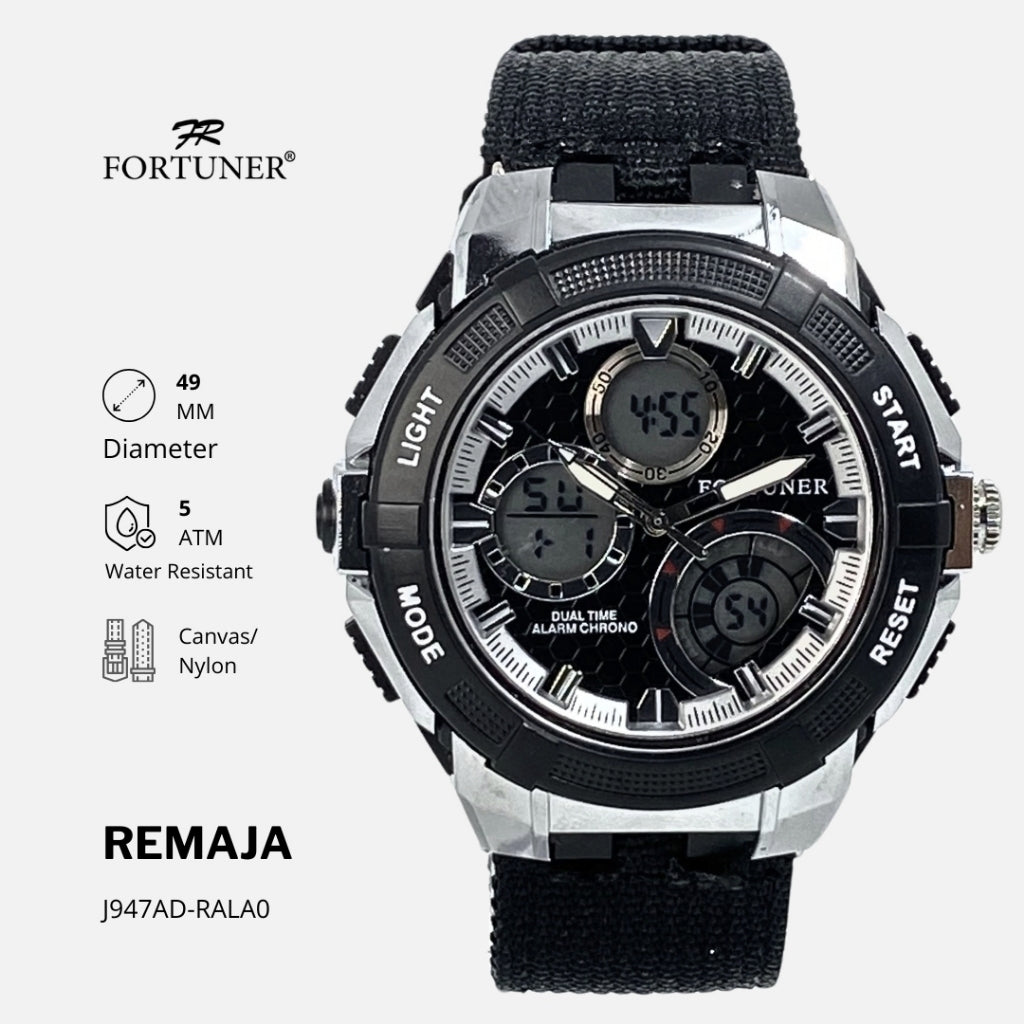 Fortuner Jam Tangan Remaja Pria Sport DualTime Analog-Digital Tahan Air Karet Jailin