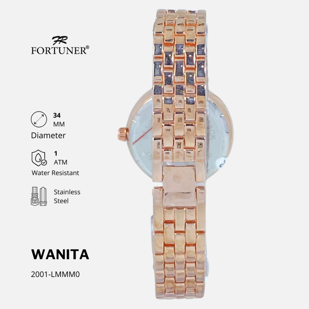 Fortuner Jam Tangan Wanita Analog Fashion Ala Korea Rantai Stainless Alora