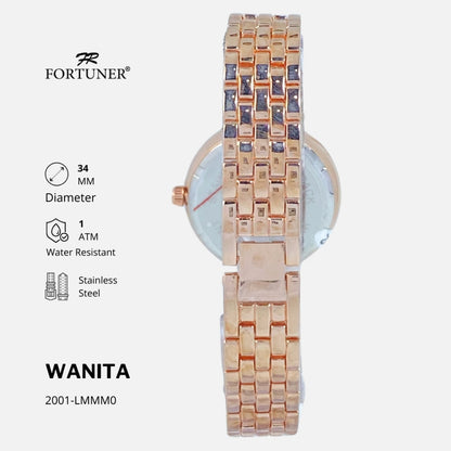 Fortuner Jam Tangan Wanita Analog Fashion Ala Korea Rantai Stainless Alora