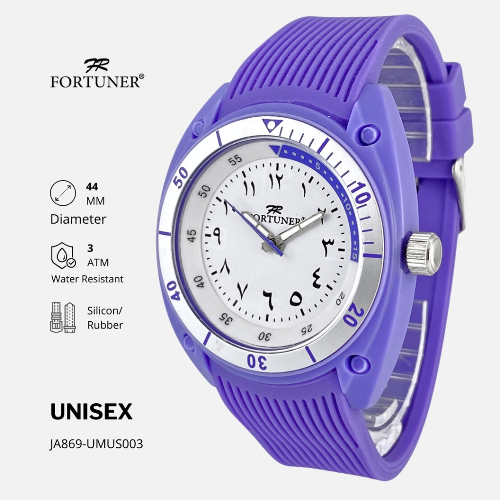 Fortuner Jam Tangan Unisex Pria-Wanita Analog Angka Arab Sport Casual Tahan Air Karet Diya
