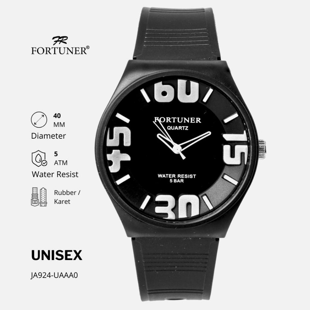 Fortuner Jam Tangan Unisex Pria-Wanita Analog Tahan Air Karet Water Resistant Watch Rubber Jaycee