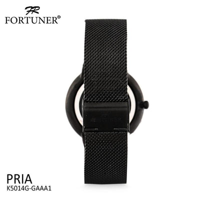 Fortuner Jam Tangan Analog Pria Rantai Stainless Water Resist Tahan Air K5014G Hitam