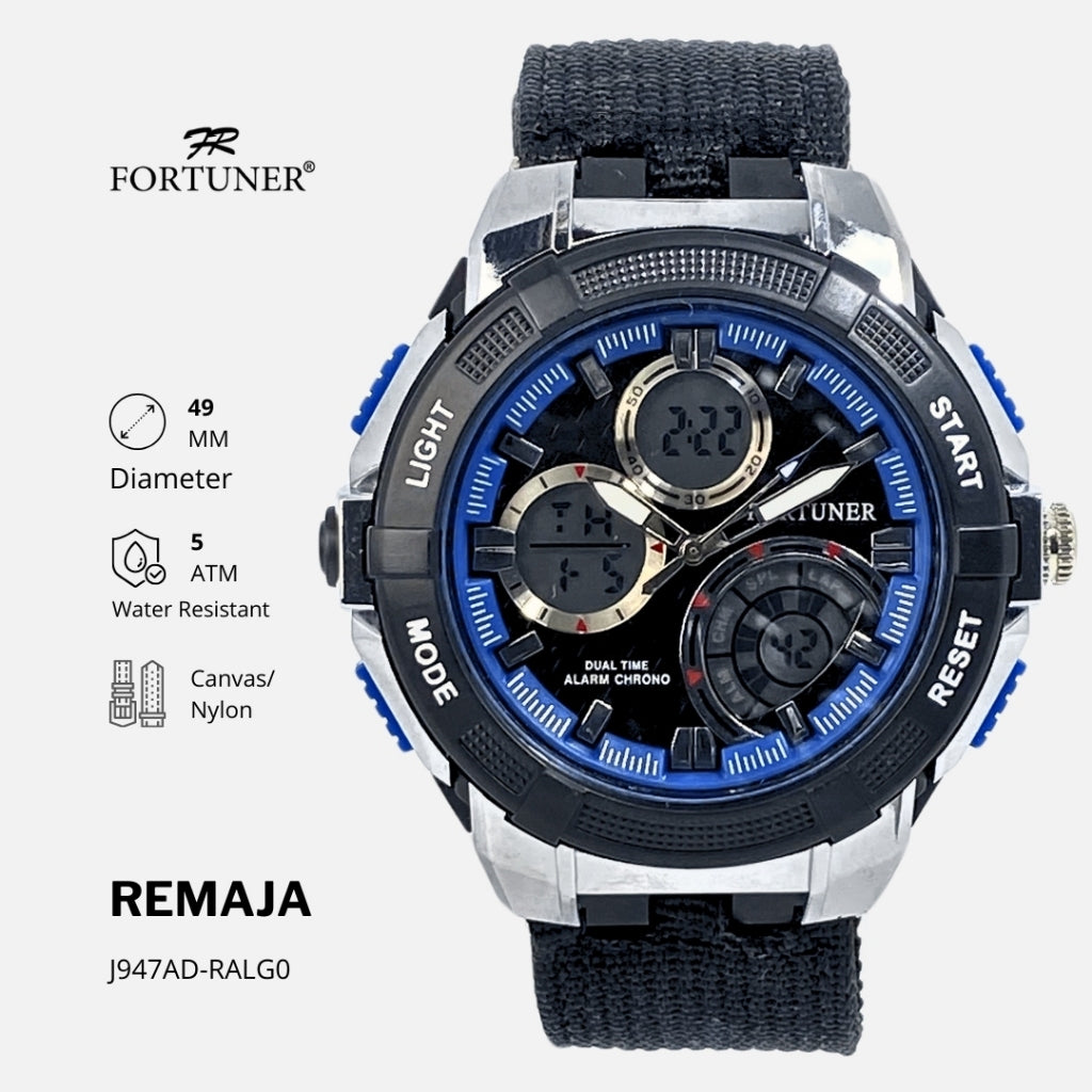 Fortuner Jam Tangan Remaja Pria Sport DualTime Analog-Digital Tahan Air Karet Jailin