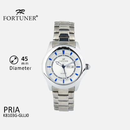 Fortuner Jam Tangan Pria Formal Analog Day-Date Water Resistant Rantai Bonus Dompet dan Box Exclusive Efraim