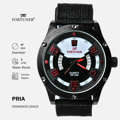 Fortuner Jam Tangan Sports Pria Analog Water Resistant Rantai Stainless Hitam Hadrian