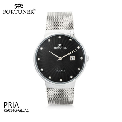 Fortuner Jam Tangan Analog Pria Rantai Stainless Water Resist Tahan Air K5014G Hitam