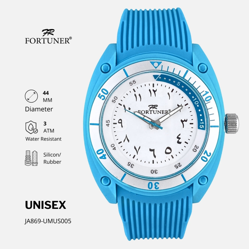 Fortuner Jam Tangan Unisex Pria-Wanita Analog Angka Arab Sport Casual Tahan Air Karet Diya