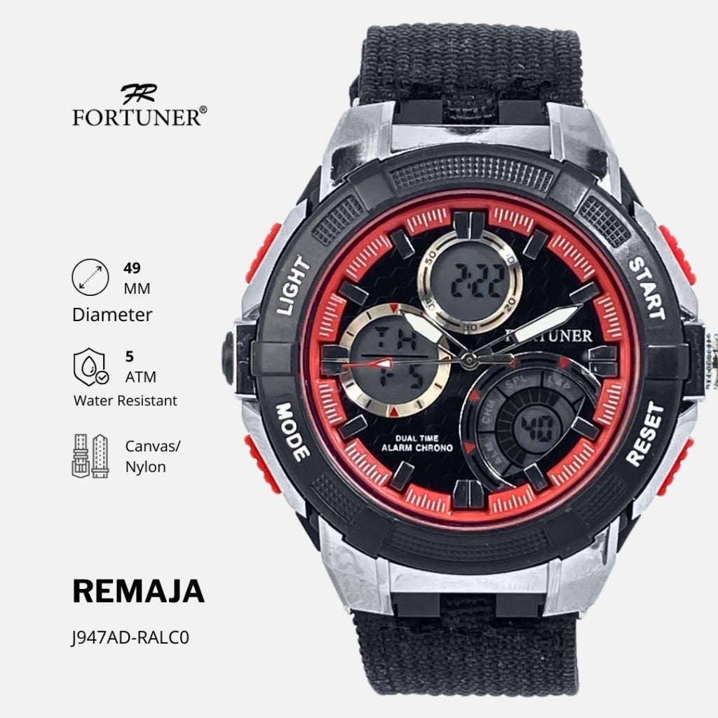 Fortuner Jam Tangan Remaja Pria Sport DualTime Analog-Digital Tahan Air Karet Jailin