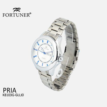 Fortuner Jam Tangan Pria Formal Analog Day-Date Water Resistant Rantai Bonus Dompet dan Box Exclusive Efraim