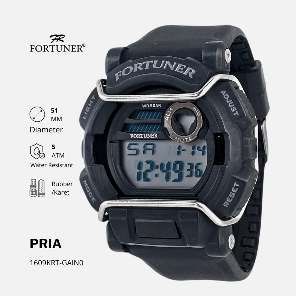 Fortuner Jam Tangan Pria Digtial Sport Water Resist Rubber Bohuslav