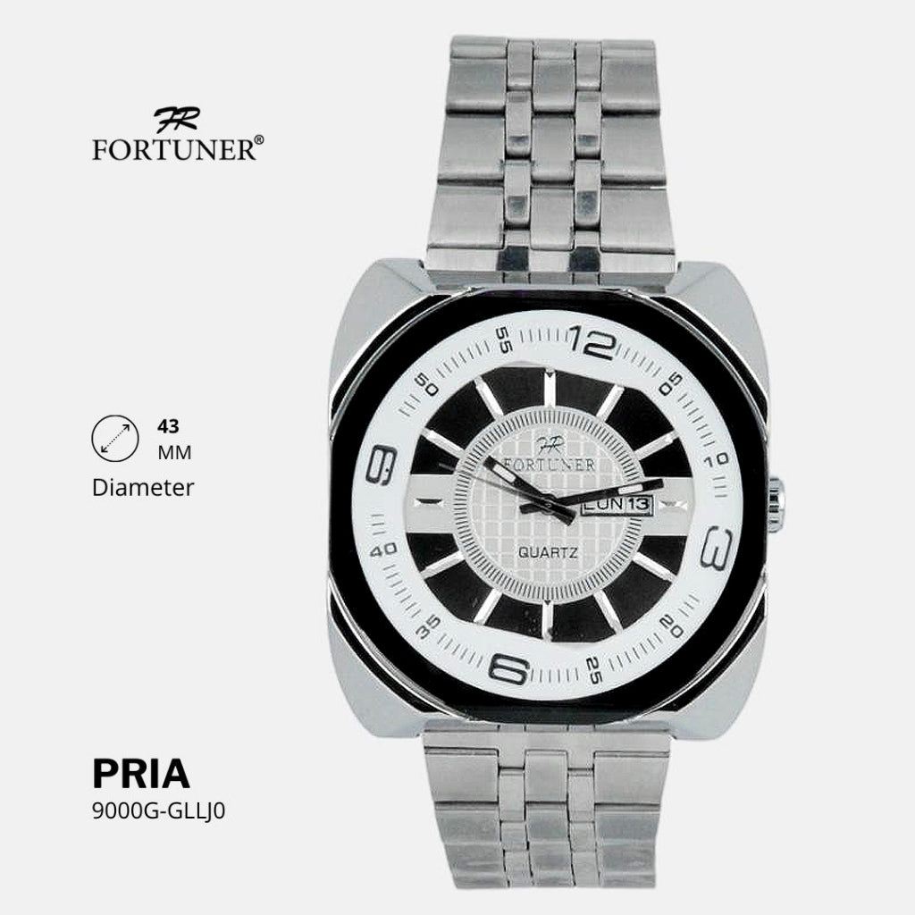 Fortuner Jam Tangan Analog Pria Day-Date Water Resistant Rantai Bonus Dompet dan Box Exclusive Fritz