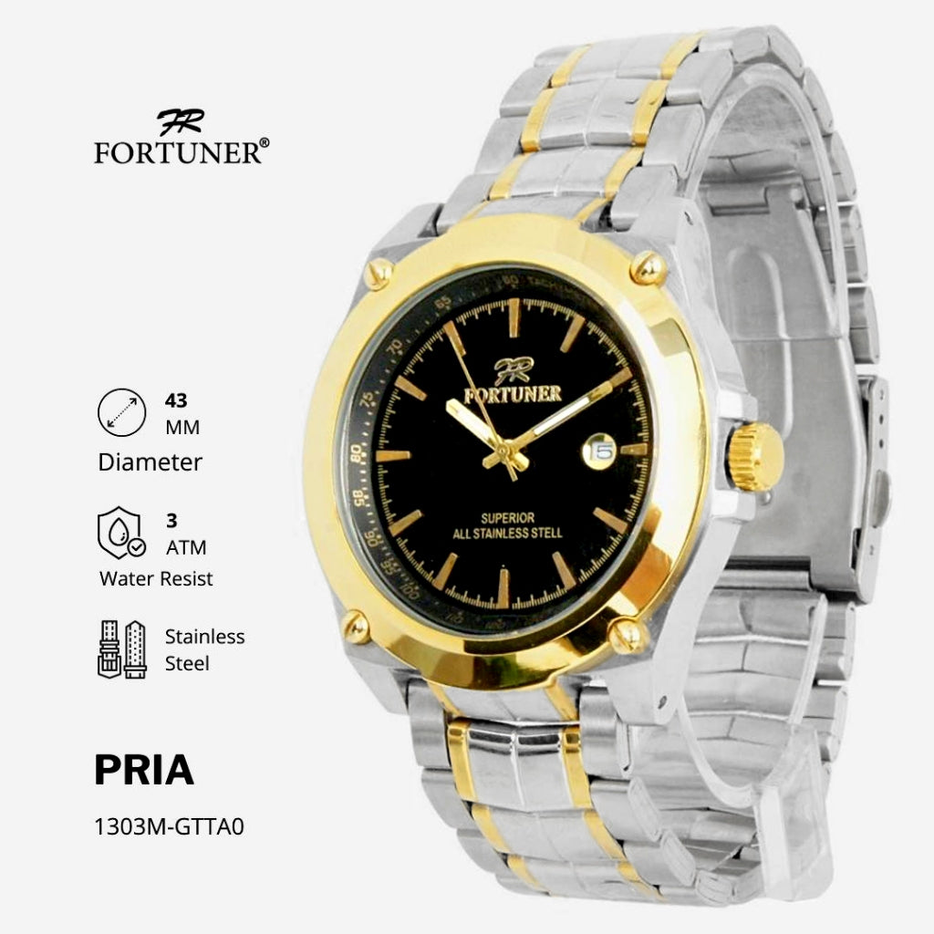 Fortuner Jam Tangan Pria Analog Water Resist Superior All Stainless Tymon