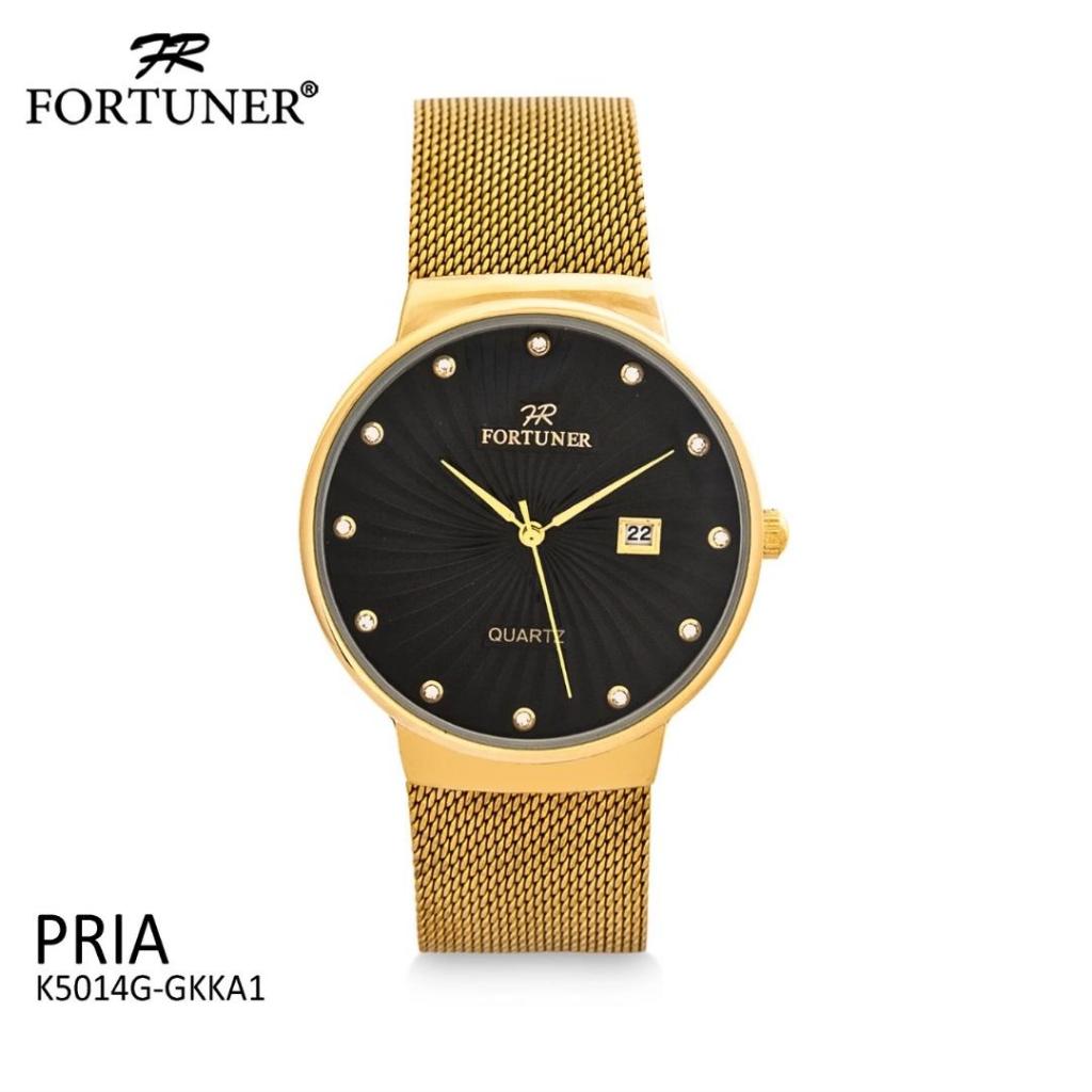 Fortuner Jam Tangan Analog Pria Rantai Stainless Water Resist Tahan Air K5014G Hitam