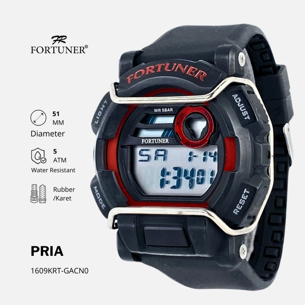 Fortuner Jam Tangan Pria Digtial Sport Water Resist Rubber Bohuslav