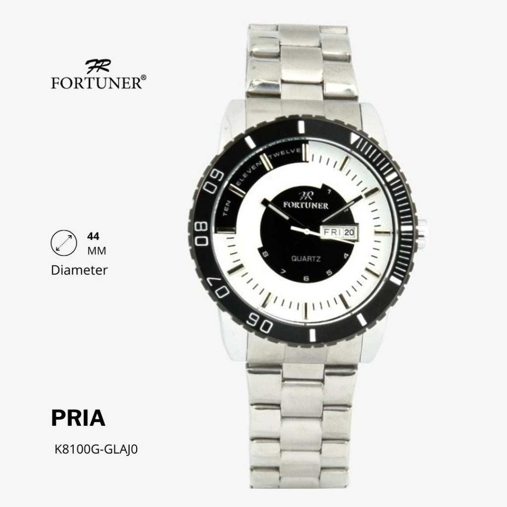 Fortuner Jam Tangan Analog Pria Day-Date Water Resistant Bonus Dompet dan Box Exclusive Fernley