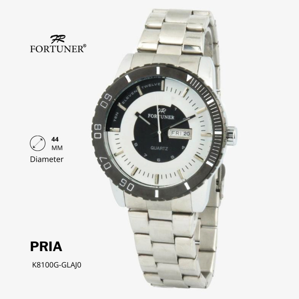 Fortuner Jam Tangan Analog Pria Day-Date Water Resistant Bonus Dompet dan Box Exclusive Fernley