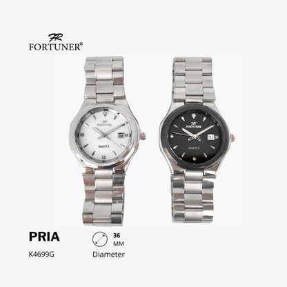 Fortuner Jam Tangan Fashion Pria Analog Water Resistant Rantai Stainless Silver Deluxe Tako