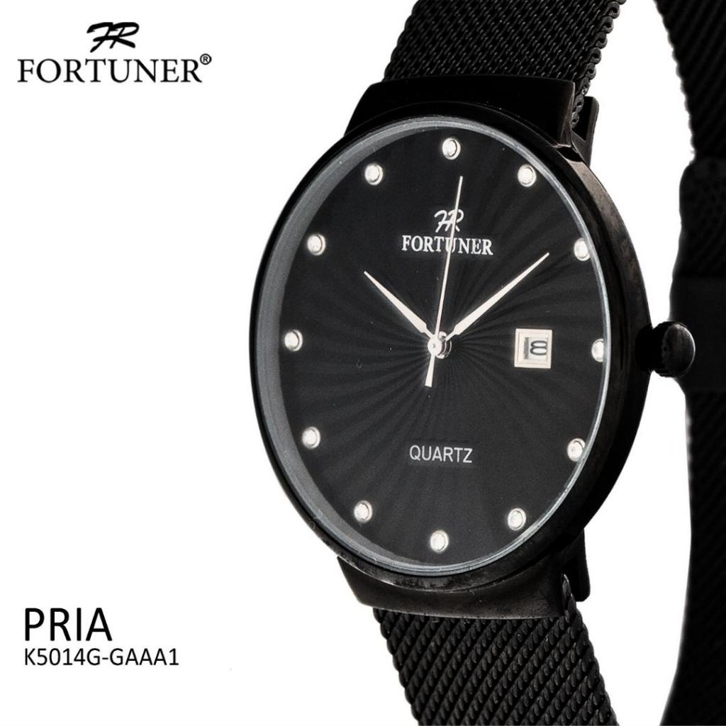 Fortuner Jam Tangan Analog Pria Rantai Stainless Water Resist Tahan Air K5014G Hitam