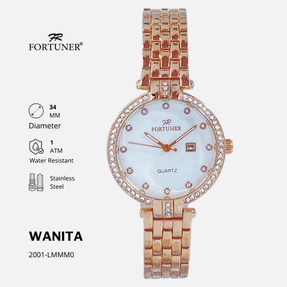 Fortuner Jam Tangan Wanita Analog Fashion Ala Korea Rantai Stainless Alora