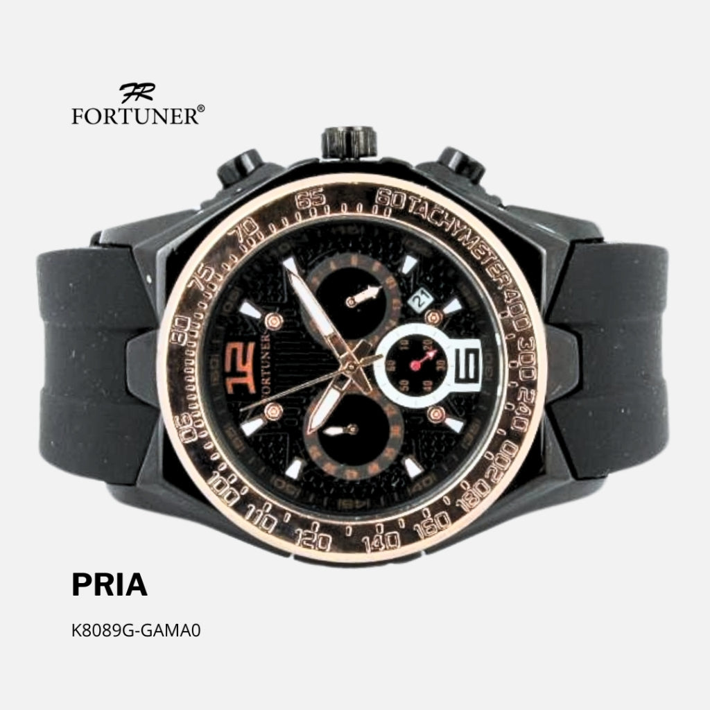 Fortuner Jam Tangan Pria Analog Chrono Tahan Air Karet Orland