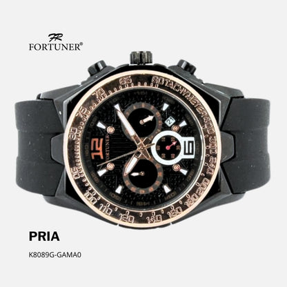 Fortuner Jam Tangan Pria Analog Chrono Tahan Air Karet Orland