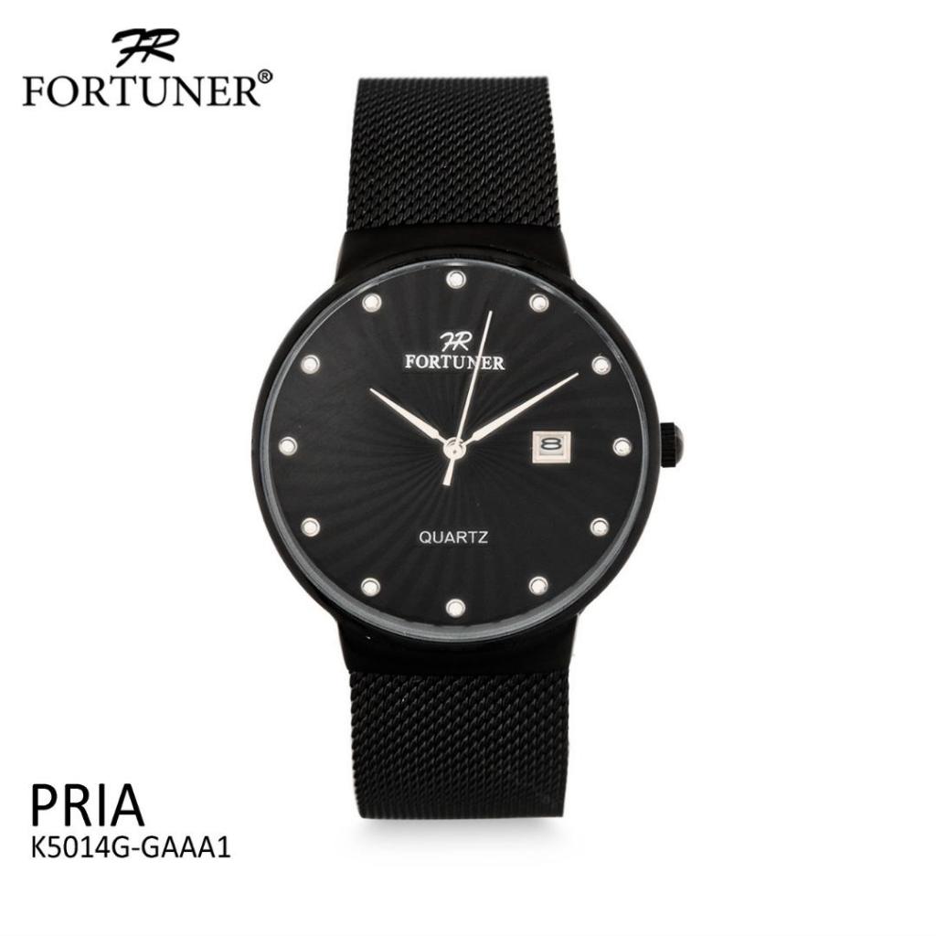 Fortuner Jam Tangan Analog Pria Rantai Stainless Water Resist Tahan Air K5014G Hitam