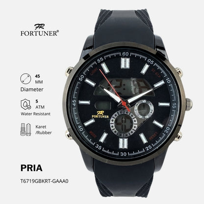 Fortuner Jam Tangan Pria Analog-Digital Dualtime Casual Karet Tahan Air Norbert