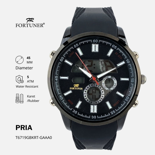 Fortuner Jam Tangan Pria Analog-Digital Dualtime Casual Karet Tahan Air Norbert