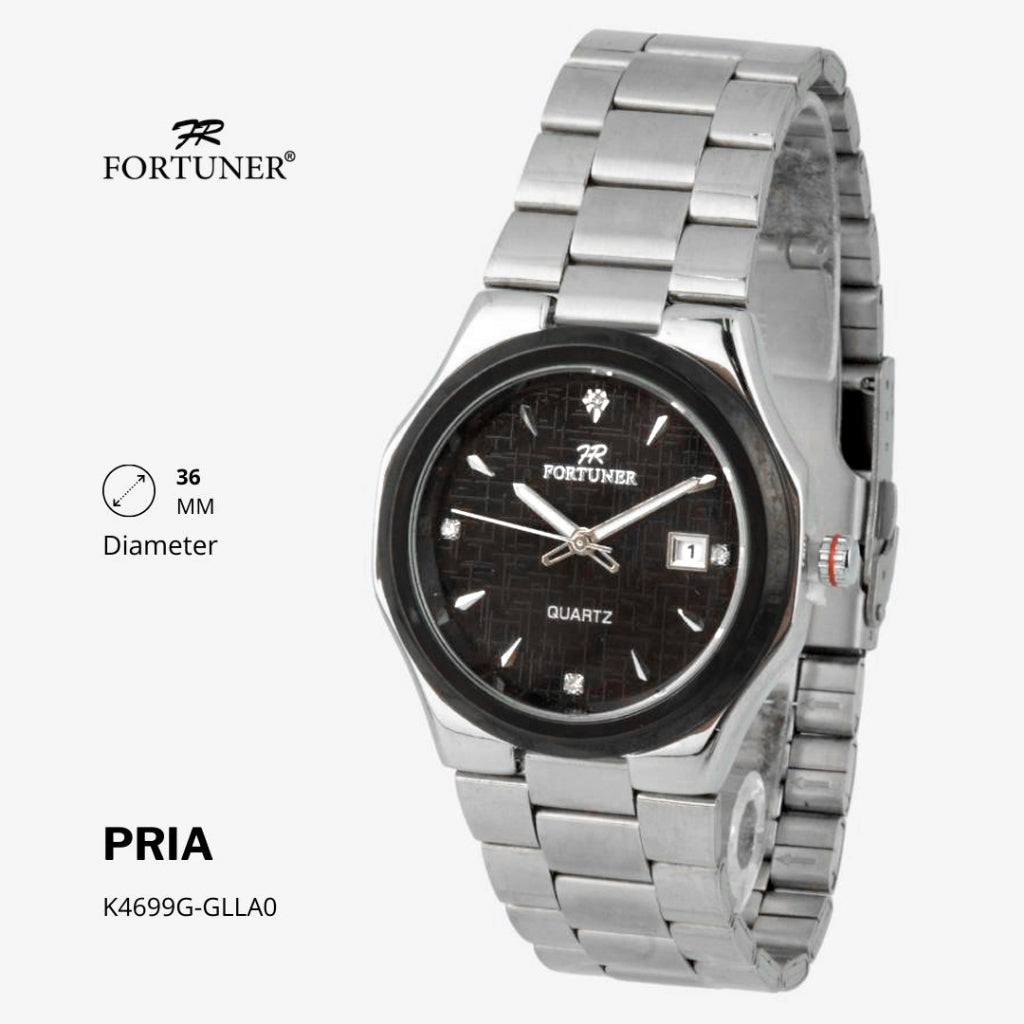 Fortuner Jam Tangan Fashion Pria Analog Water Resistant Rantai Stainless Silver Deluxe Tako