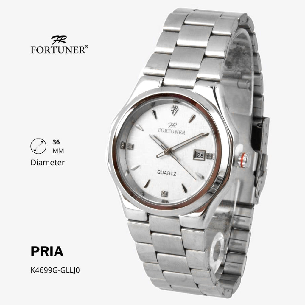 Fortuner Jam Tangan Fashion Pria Analog Water Resistant Rantai Stainless Silver Deluxe Tako