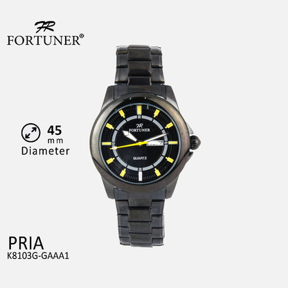 Fortuner Jam Tangan Pria Formal Analog Day-Date Water Resistant Rantai Bonus Dompet dan Box Exclusive Efraim