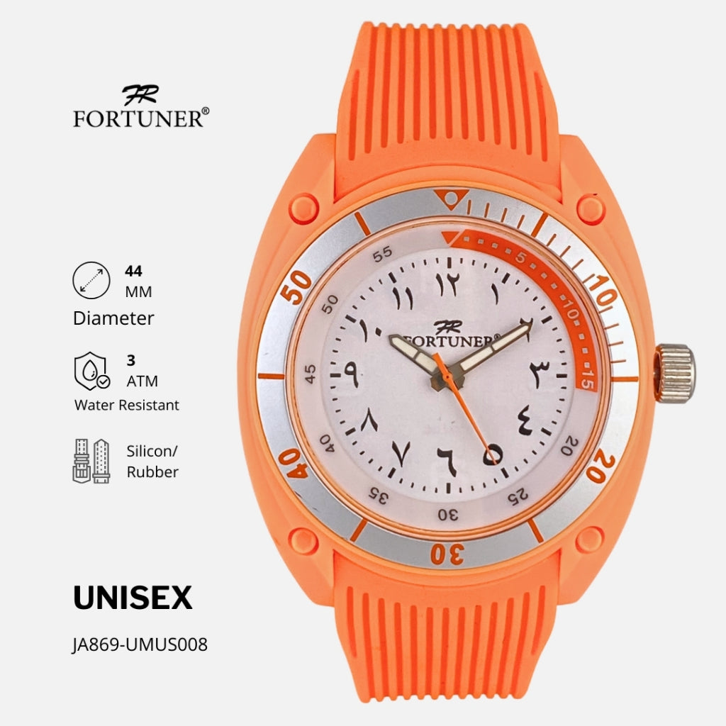 Fortuner Jam Tangan Unisex Pria-Wanita Analog Angka Arab Sport Casual Tahan Air Karet Diya