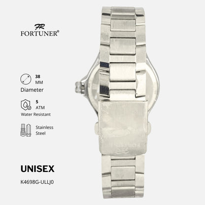 Fortuner Jam Pria-Wanita Unisex Analog Stainless Tahan Air Arloji Rantai Silver Klasik