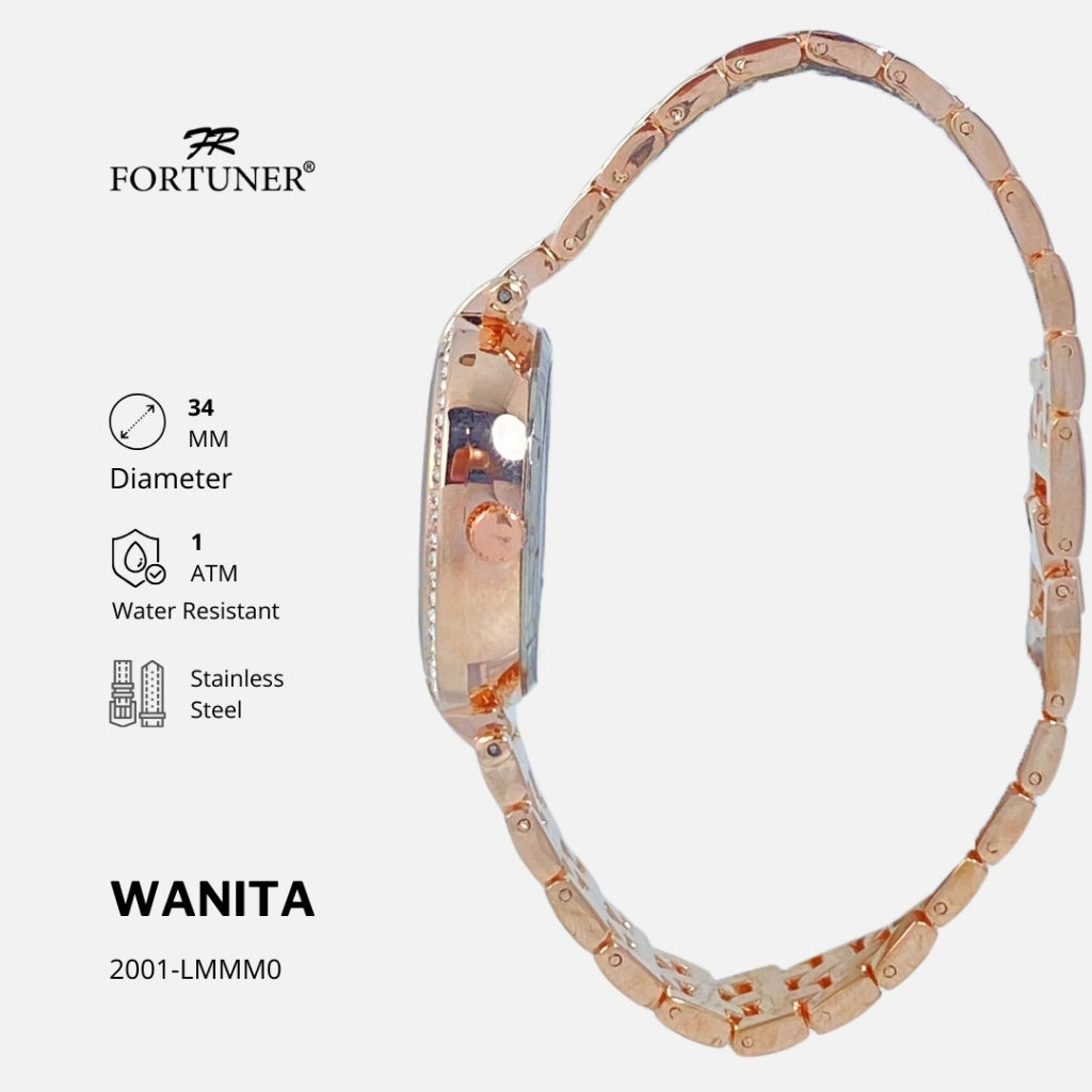 Fortuner Jam Tangan Wanita Analog Fashion Ala Korea Rantai Stainless Alora