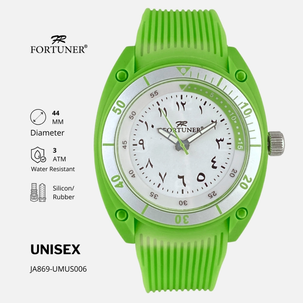 Fortuner Jam Tangan Unisex Pria-Wanita Analog Angka Arab Sport Casual Tahan Air Karet Diya