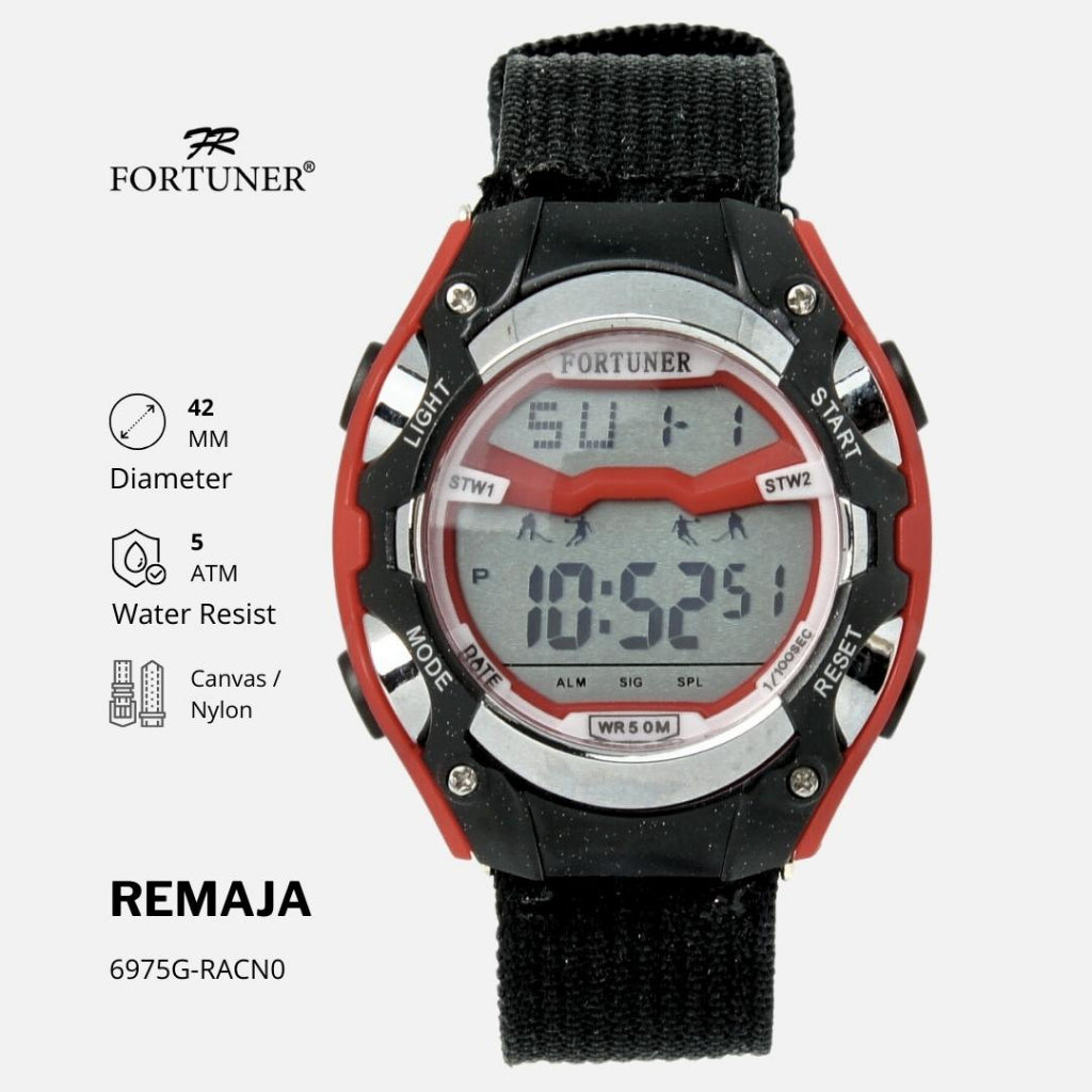 Fortuner Jam Tangan Digital Remaja Sport Tahan Air Canvas Robi