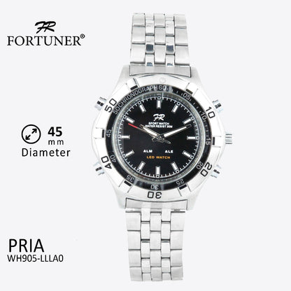 Fortuner Jam Tangan Analog LED Pria Water Resistant Frederick